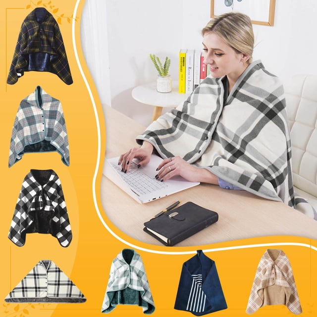 Xihbxyly Manta de Forro Polar Portátil, Suave Poliéster, Diseño de Chal con Botones, Acogedora Manta de Oficina, Ideal para Viajes y Sofá, Cálida En Invierno, Versátil Manta de Cama, Tamaño 80 X 130