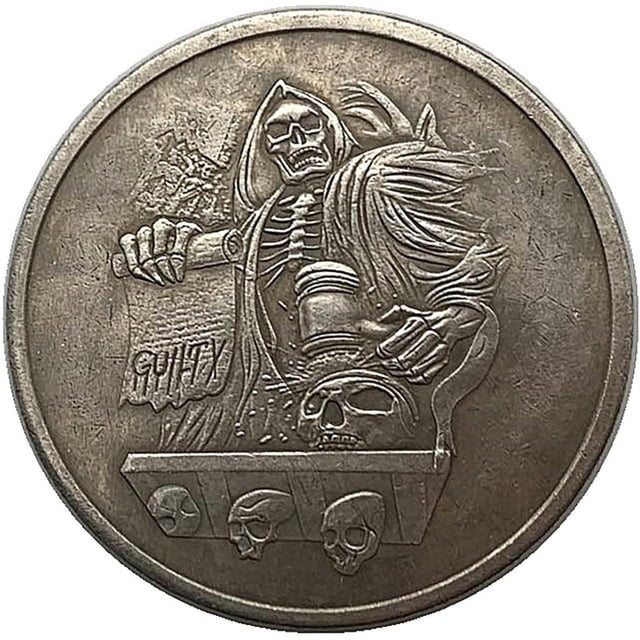 Moneda decorativa de colección, estilo antiguo, calavera de latón, gótica