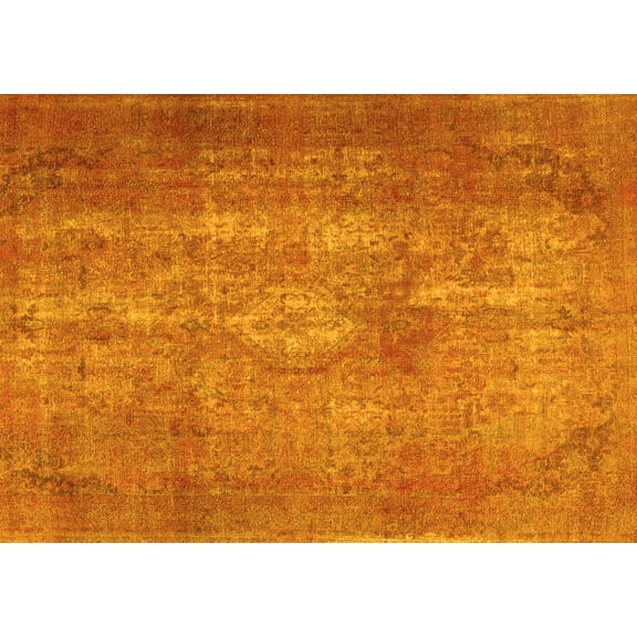 Ahgly Company Machine Washable Indoor Rectangle Persian Yellow Traditional Area Rugs, 5' x 7'