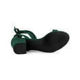 thumbnail image 5 of BLISSFUL STEP Women's Shoes Lace up Open Toe Low Heel Block Heel Sandals Green 6.5, 5 of 8