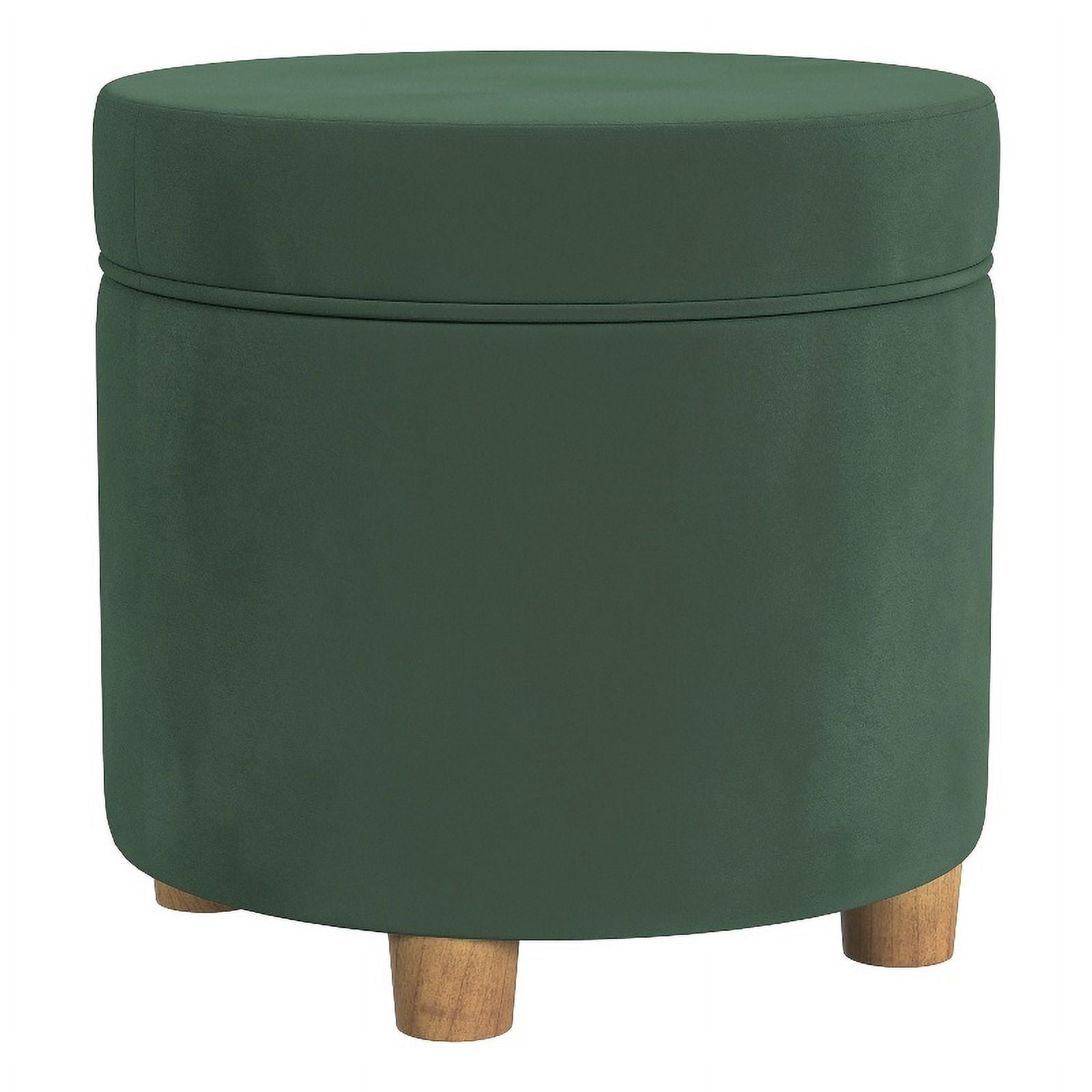 HomePop Round Storage Ottoman, Loden Green Velvet