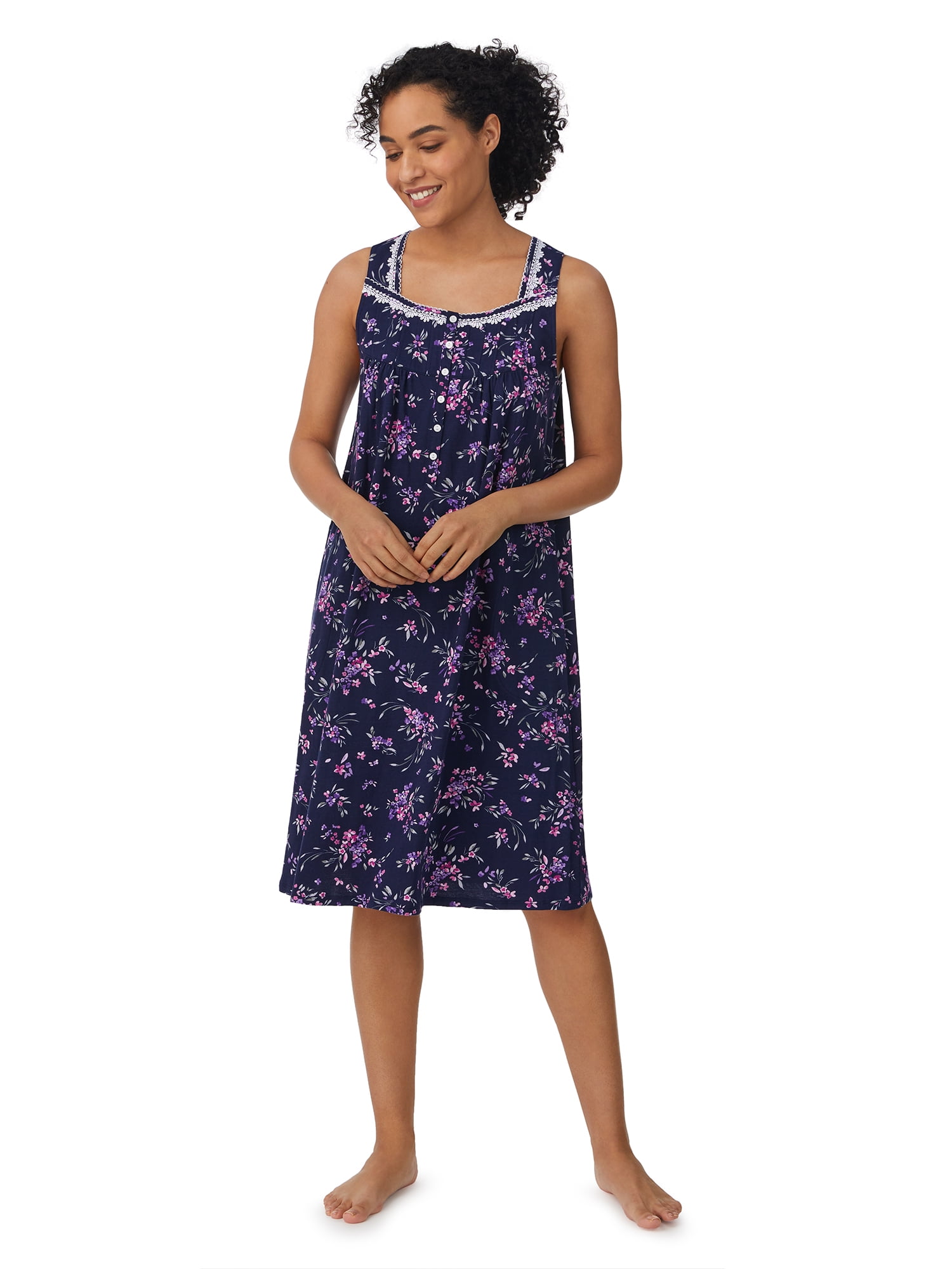 Aria Women's 100% Cotton Sleeveless 40" Nightgown, Sizes XS-5X