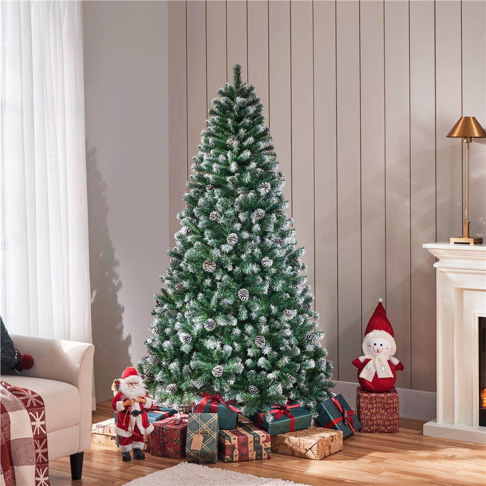Alden Design 6ft Pre-decorated Frosted Artificial Christmas Tree with Pinecones, Green