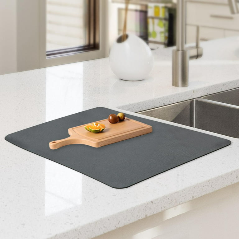 Household Drain Pad Resistant Dish Rack Mat Dish Drying Mat Dish Drying  Organizer for Bathroom Gray S