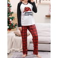 thumbnail image 3 of Christmas Family Pajamas Matching Set, Long Sleeve Letters Print T-shirt with Plaid Pants Sleepwear Loungewear, 3 of 4