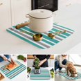 thumbnail image 4 of Dish Drying Mat for Kitchen Countertop, Turquoise, White and Grey Stripes Absorbent Dish Mat Quick Dry Non Slip Draining Mat Kitchen Drying Pad for Dishes Utensils 16x18 Inch Striped Pattern, 4 of 9
