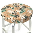 thumbnail image 3 of Kdxio Tropical Leaves Flower Print Stool Covers Round,Stretch Round Bar Stool Covers Washable Bar Stool Cushion Slipcover for 12-15 Inch Chair, 3 of 7