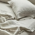 thumbnail image 4 of Simple&Opulence 100% Linen Hollow Hemstitch Sheet Set -4 Pieces European Flax Pure Washed Bed Sheets (1 Flat Sheet, 1 Fitted Sheet,2 Pillowcases) -Breathable and Soft (Hemstitch Linen, Full), 4 of 9