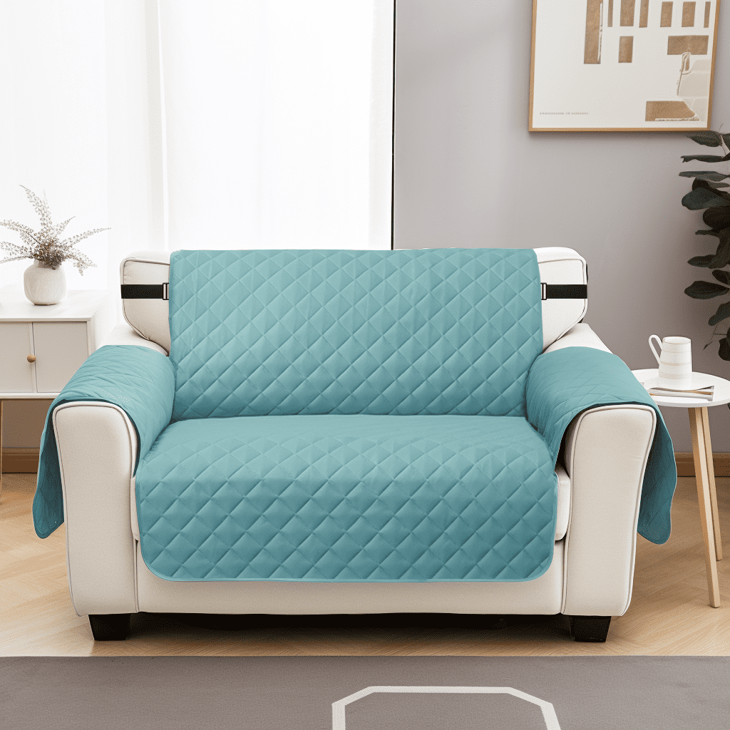 NEWEEN 100% Waterproof Sofa Cover Machine Washable Reversible Couch Cover Non Slip Furniture Protector Slipcover for Dogs, Children, Pets, Loveseat Size, Blue