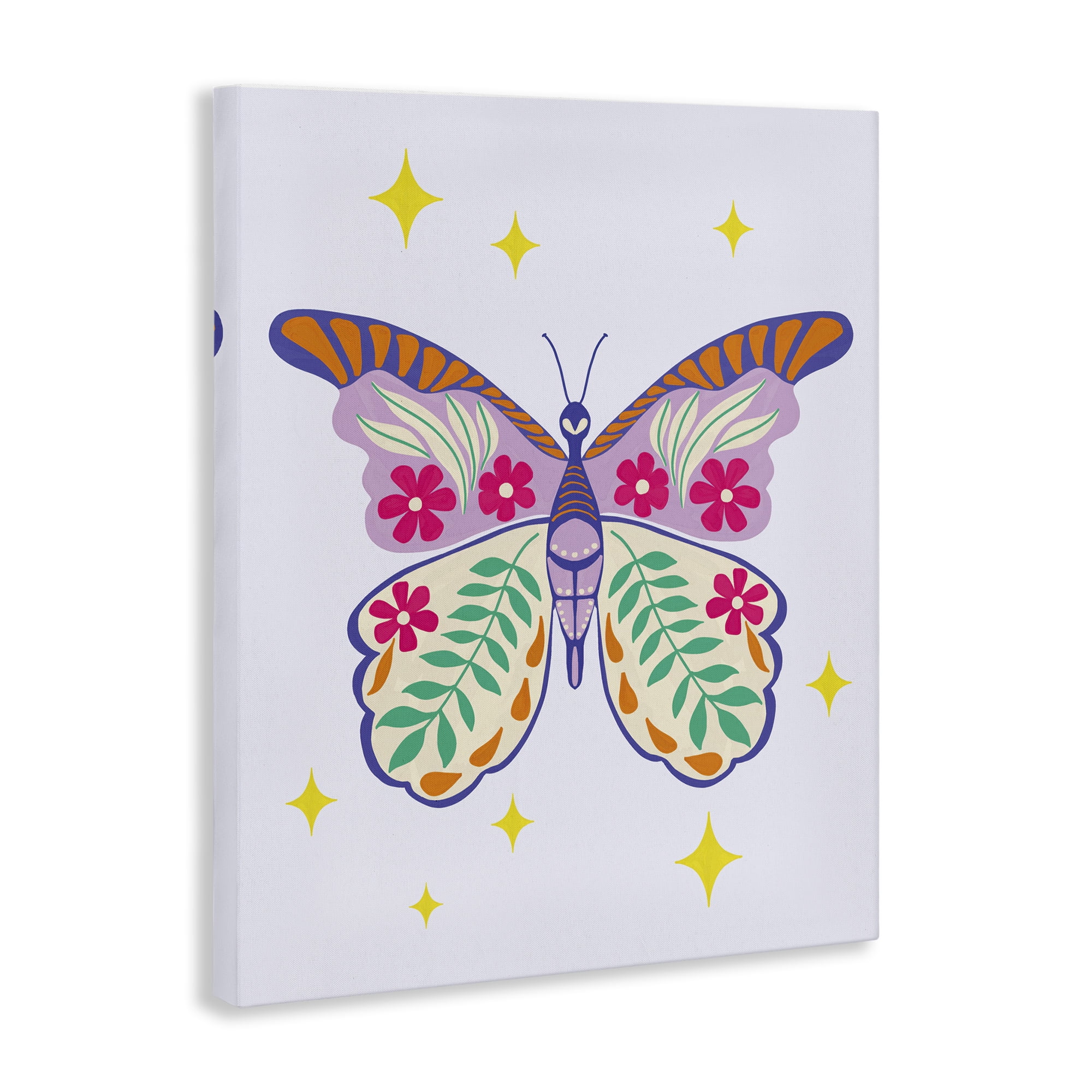 Stupell Industries Free Spirit Floral Butterfly Animals Painting Wrapped Canvas Art Print Wall Art, 24 x 30