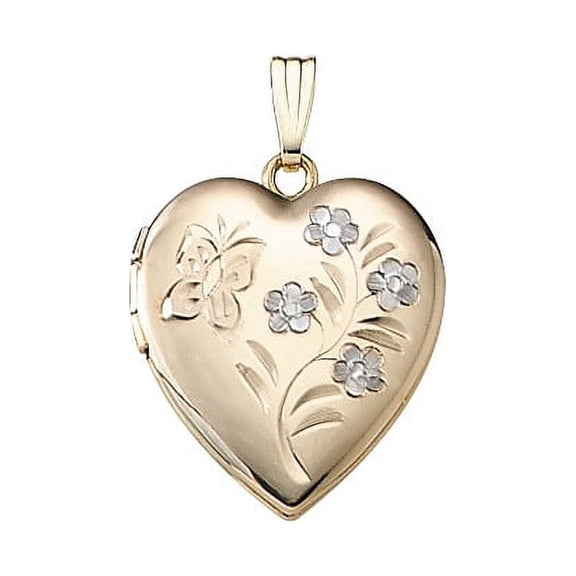 Solid 14K Yellow Gold Heart Locket - 3/4 Inch X 3/4 Inch