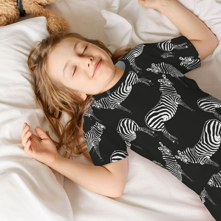 cool black zebra Boys Girls Pajamas Kids Toddler Pajama Sets Short Sleeve Top and Shorts Summer Sleepwear Pjs 2pcs Set Walmart