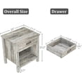 thumbnail image 3 of Table de Nuit Grise Moderne avec Tiroir et Tablette de Rangement, Table d'Appoint Rustique Style Ferme pour Chambre et Salon, 3 of 7