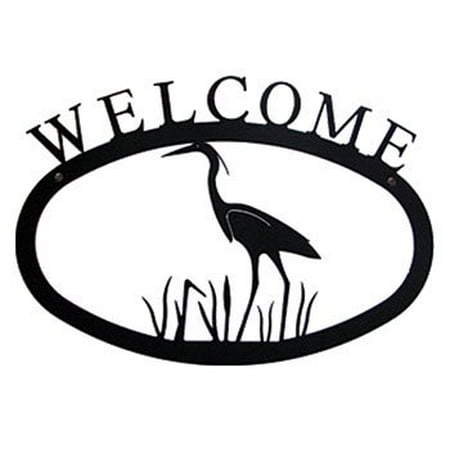 Village Wrought Iron WEL-133-L Large Heron Welcome Sign