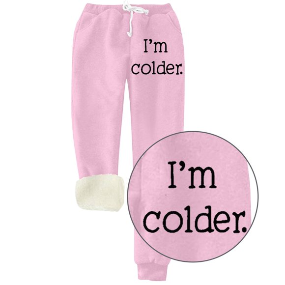 CFLVAEK I'm Colder Sweatpants for Women Sherpa Lined Thermal Winter Joggers Comfy Fleece Warm Pants with Pockets Casual Drawstring Waisted Sweatpant