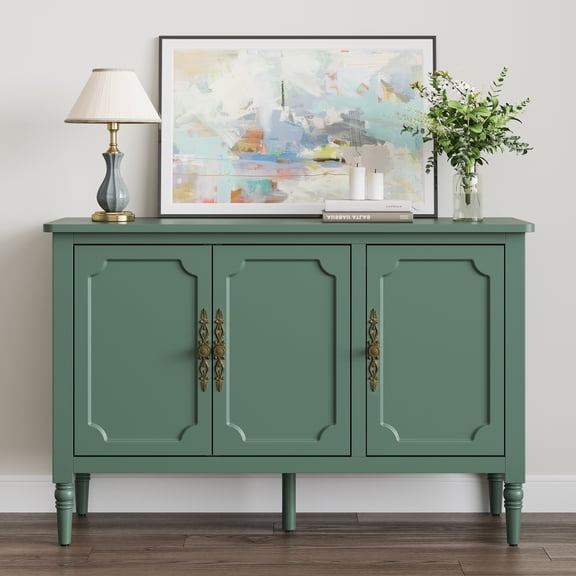 Heynemo 3-Door Sideboard Cabinet with Storage and Adjustable Shelves, Accent Buffet Cabinet for Entryway, Living Room, Dining Room, Green