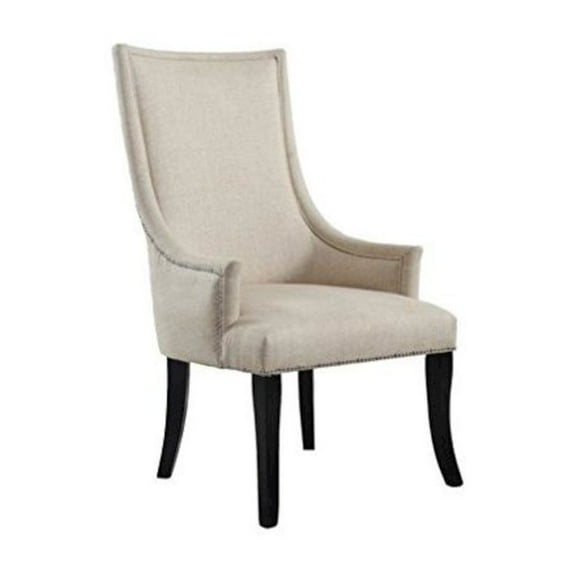 Best Master Melville Fabric Upholstered Accent Chair in Natural/Silver Nail Head