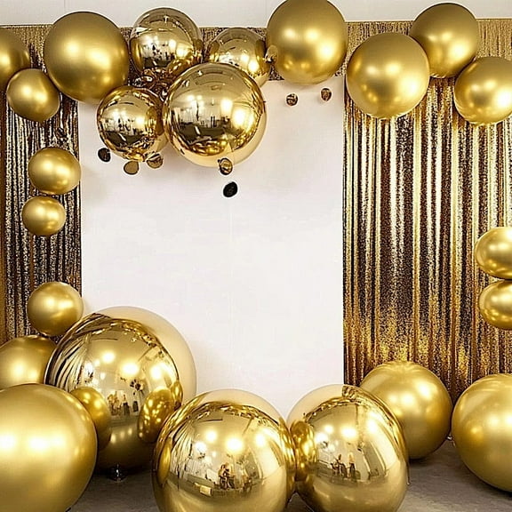 BalsaCircle 4 Gold 32 in Round Orbz Mylar Foil Party Balloons Wedding Reception Birthday Party Graduation Event Decorations Supplies