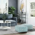 thumbnail image 2 of Bowery Hill Boho Square Pouf in Patterned Teal Melange Cotton, 2 of 6
