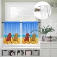 thumbnail image 2 of Summer Beach Sandy Chairs Curtain Tier and Valance Set 3 Piece, Ocean Scene Blue Sky 3-inch Rod Pocket Window Tier Curtains Valance for Kitchen Living Room, 2 of 9