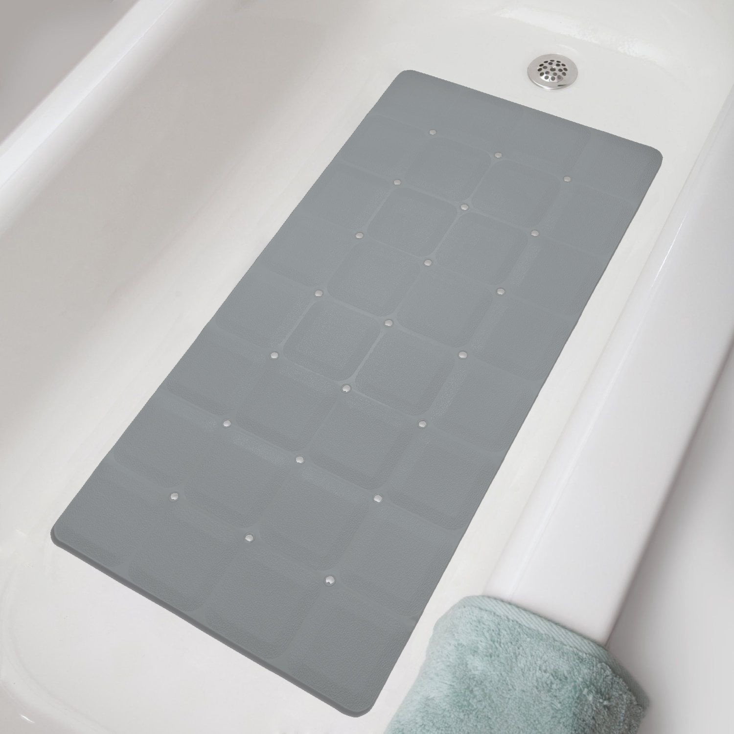 Sultans Linens Foldable Non Slip Rubber Bath Mat For Textured Tub and Reglazed Tub 28x14 WHITE 