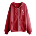 thumbnail image 4 of Holzkary Women's Full Zip Up Hoodie Women Dandelion Pockets Sweatshirts Winter Fall Jackets Zipper Coat Dandelion Print Long Sleeve Hooded Sweatshirts with Pockets Jacket Coat for Women Red Xl, 4 of 5
