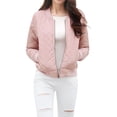 thumbnail image 4 of Chaqueta bomber acolchada con cremallera y mangas largas raglán para mujer con bolsillos Rosa XL, 4 of 5