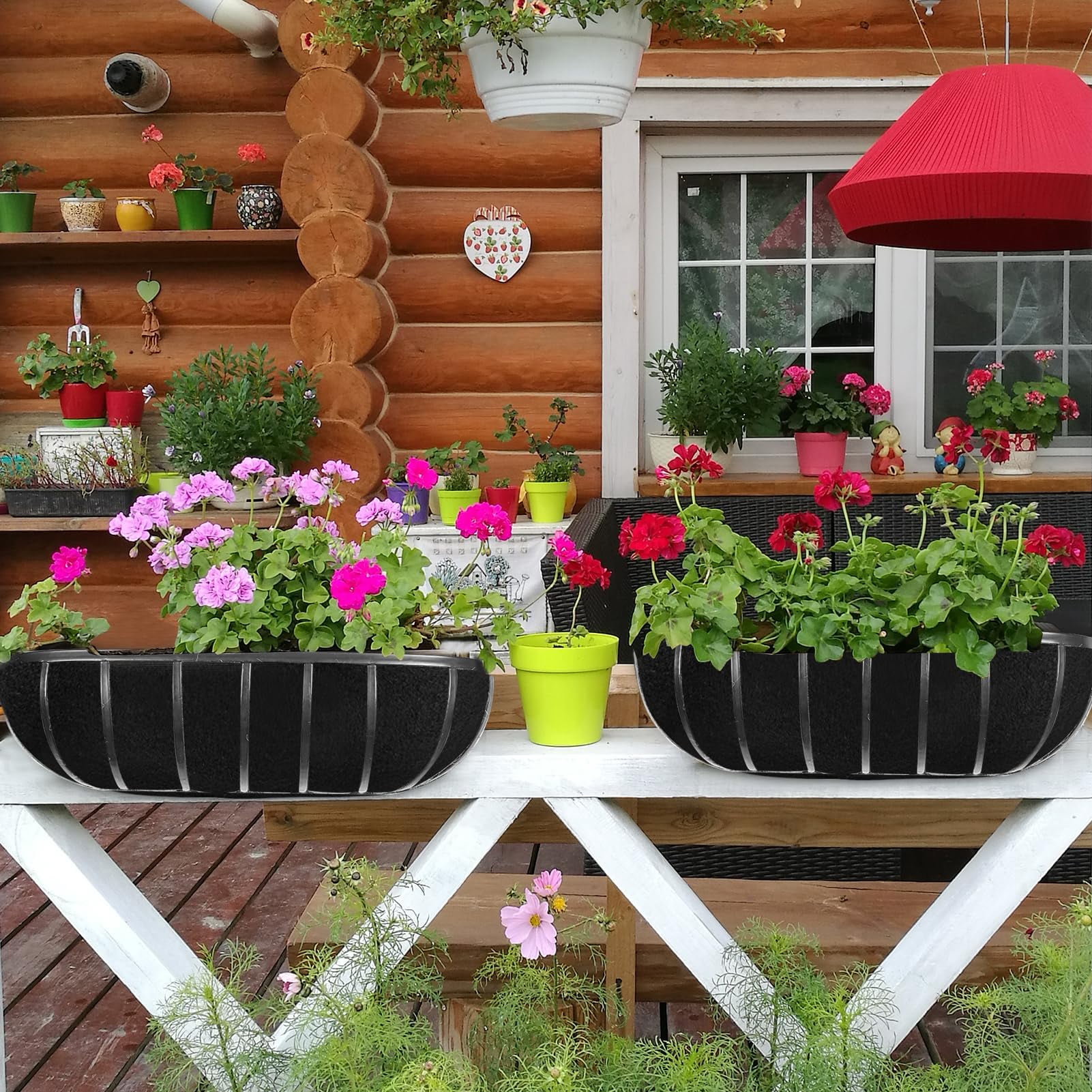 3 Pcs Fabric Planter Basket Liner- 30 inch Durable Hanging Basket Liners Replacement Coco Fiber Liner Alternative for Hanging Basket Flowers (Prevent Birds from Nesting)