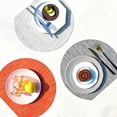thumbnail image 4 of Mantel individual de bambú semicircular de PVC de estilo nórdico para mesa de comedor, posavasos individuales para tazas y vajilla., 4 of 7