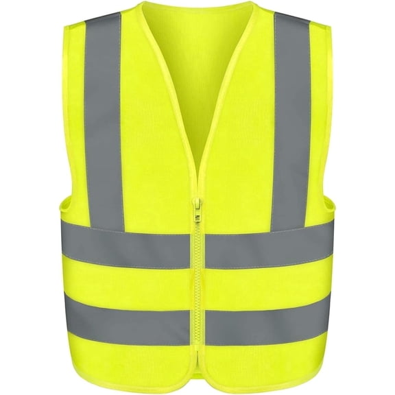 NEIKO Safety Vest, 2 Pockets, High Visibility Vest, Reflective Strips, Neon Yellow Vest, Zipper Front, Reflective Vest For Men & Women, Work Vest, Security Vest & Hi Vis (5XL for Adults, 54085A)