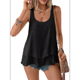 thumbnail image 3 of Camiseta Sin Mangas Holgada con para Mujer, Cuello Redondo, Sin Mangas, Informal, para Vacaciones, Color Negro, Talla S, 3 of 9