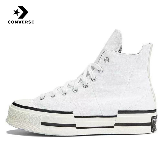 Zapatillas de lona Converse 1970s Plus de caña alta, antideslizantes y resistentes al desgaste con logotipo que cambia de color, para hombres y mujeres en color blanco