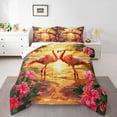 thumbnail image 2 of Erosebridal Couple Flamingo Bedding Full Comforter Set, Romantic Animals Down Comforter, Sunset Beach Decor, Ultra Soft 3pcs, 2 of 8