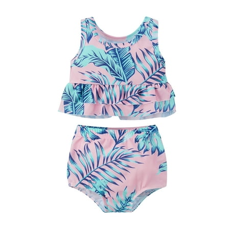 

Canrulo Toddler Baby Girls Bikini Set Animal Print Ruffle Vest and Shorts Swimsuit Summer Bathing Suit Beachwear Cyan Pink 4-5 Years