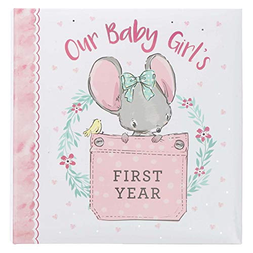Christian Art Gifts Girl Baby Book of Memories Pink Keepsake Photo Album | Our Baby Girl's First Year Memory Book | Baby Book with Bible Verses