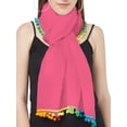 thumbnail image 2 of eloria Women's Wrap With Pom Pom Trim Cotton Stole Color: Pink, 2 of 4