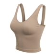thumbnail image 3 of Made by Olivia Women's Four-way Stretch V-Neck Ribbed Seamless Crop Top -Made in USA, 3 of 6