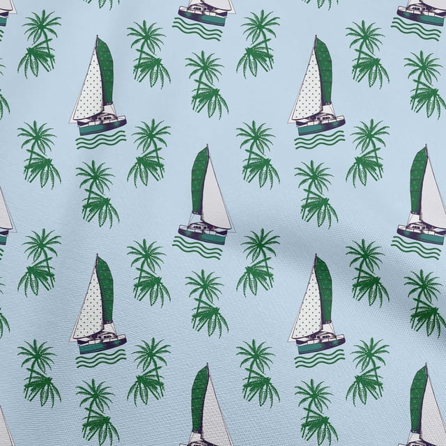 oneOone Rayon Light Blue Fabric Beach Craft Projects Decor Fabric Printed By The Yard 56 Inch Wide