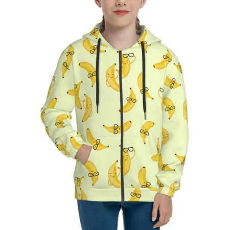

Hoodies for Teen Girls Boys Bananas Long Sleeve Youth Kids Essentials Zip Up Hoodie Lghtweight Fashion Hoodies & Sweatshirts Jacket Fall Winter Outfits Tops