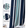 thumbnail image 3 of Turquoise Navy Blue Striped Kitchen Curtains Modern Minimalist Ombre Lines Cafe Short Curtains for Bathroom Blackout Window Curtain Small Window Treatment Drapes for Bedroom Living Room 42"x45"x2, 3 of 9