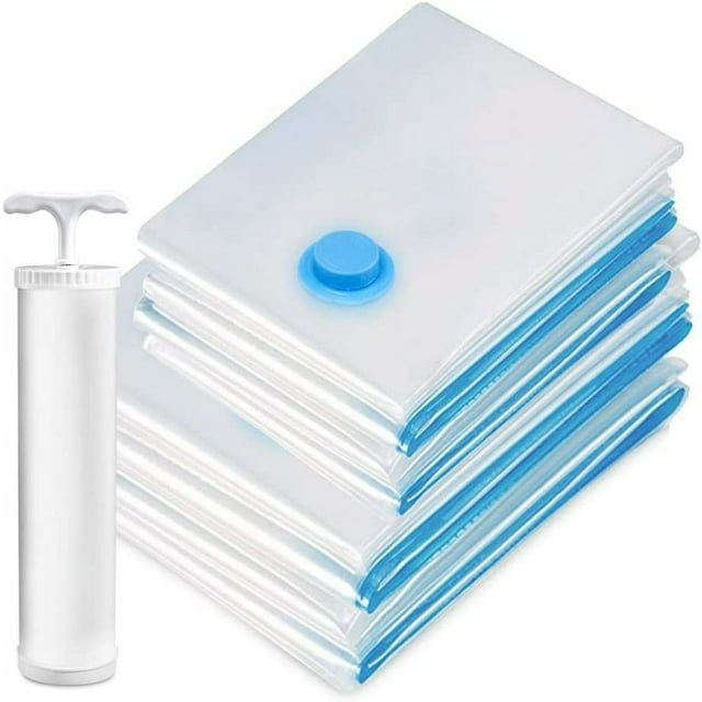 EASTIN 8PCS Vacuum Storage Bags with Hand Pump Space Saver Bags Seal Sealer Clothing Storage Bag Vacuum Sealed Compression Bags 8 Packs(4 Jumbo 4 Large) Ziploc Large Clothing Storage B