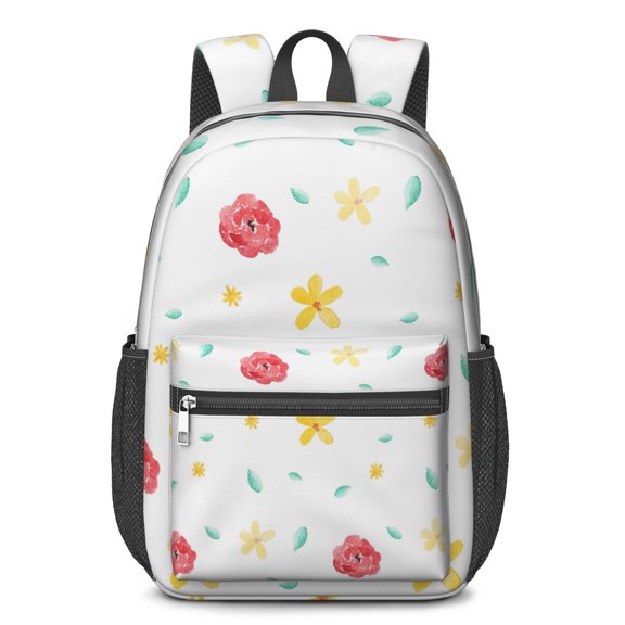 17 Inch Lightweight Backpack,PVC Waterproof Oxford Fabric, Ergonomically Designed, with Large Capacity, Wildflower Garden Aesthetic Floral Print