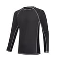 thumbnail image 4 of Men's Long Sleeve Swim Shirt, UPF 50+ Sun Protection Quick Dry Loose Fit Rash Guard for Men, UV Protection Beach Surf Swimming Water T-Shirt for Outdoor Sports Dark Gray B XXL, 4 of 4