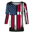 thumbnail image 4 of Lcziwo Women 4th of July T Shirt Casual Trendy Summer 2025 Shirts American Flag Patriotic Tunic Tops 3/4 Sleeve Round Neck Comfy Blouses Blue,L, 4 of 4
