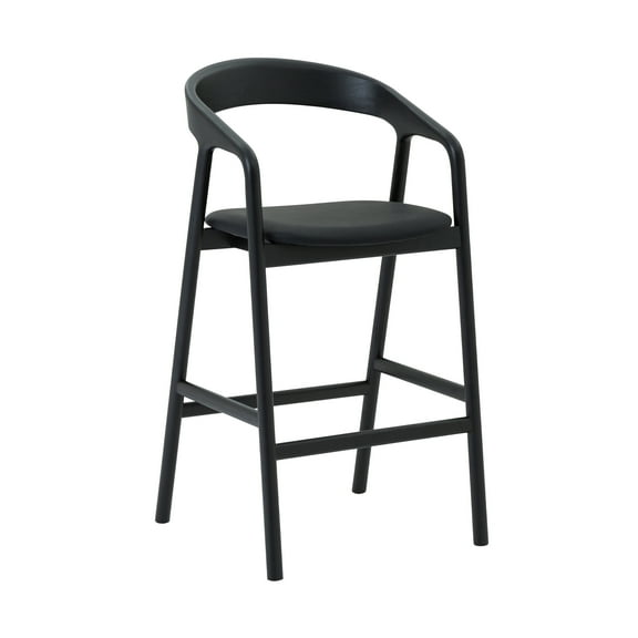 Apache Black Oak Wood and Faux Leather Counter Stool