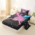 thumbnail image 2 of Erosebridal Pink Dripping Black Grid Pink & Cyan Baseball & Bat Graphic Twin Sheet Sets 3pcs, Baseball Graphic Bedding for Girls Kids,Ultra Soft Home Decor, 2 of 5