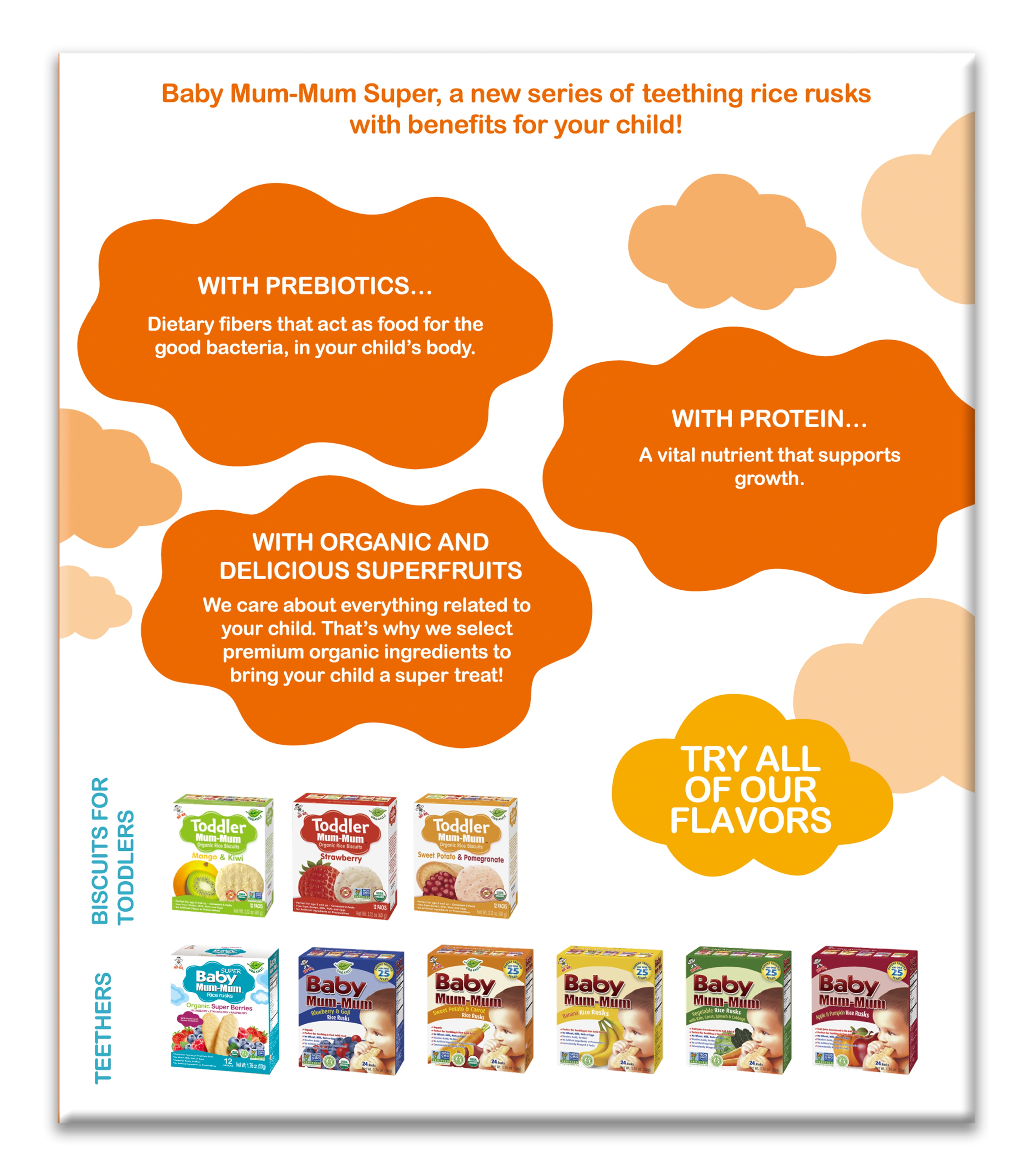 Baby Mum-Mum Organic Super Tropical Rice Rusks - 6 Boxes