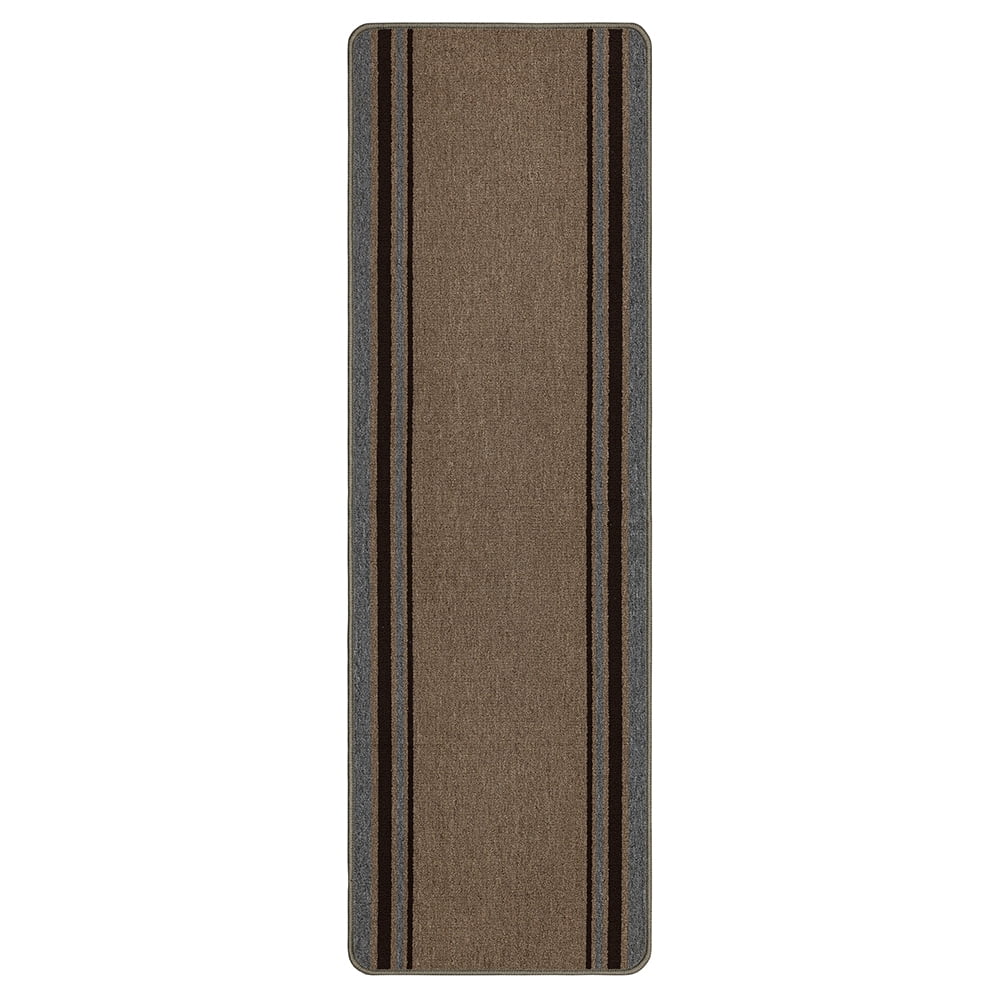 Mainstays Titan Multiuse Striped Runner Rug, Pecan/Grey, 1'7"x6'