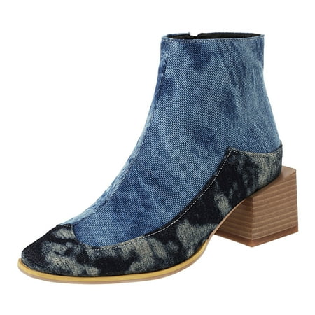 

ZMHEGW Fashion Nonslip Shoes Toe Booties Comfortable Zipper Round Heels Short Women High Women s Boots