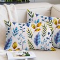 thumbnail image 2 of Watercolor Botanical Throw Pillow Covers, Blue Yellow Leaves Floral Plants Spring Soft Breathable Pillow Cases with Invisible Zipper, Small Pillowcases for Couch Bed Sofa Chair 16x24 Inches, 2 of 9
